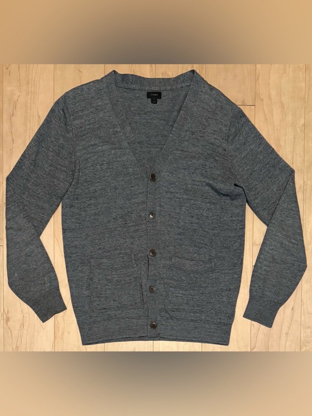 J. Crew Lightweight Cotton Cardigan Sweater Heather Gray Pockets Men’s Small
